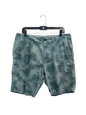 Lucky Brand Tie Dye Seersucker Shorts 34 Flat Front 100% Cotton Lightweight Blue